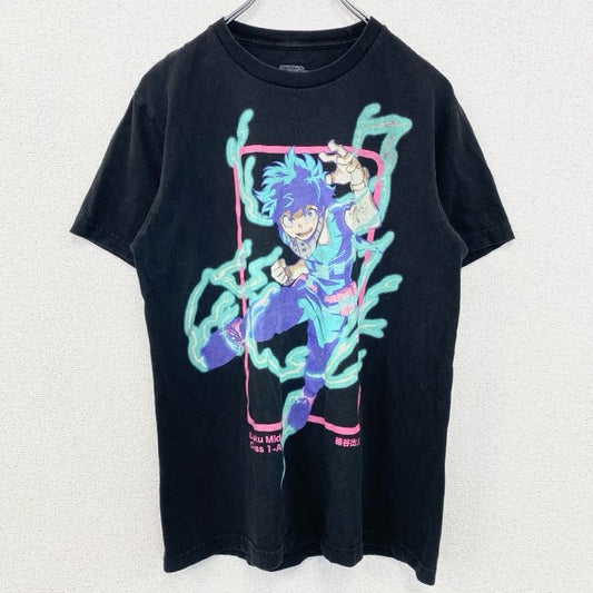 古着 used　MY HERO ACADEMIA　僕のヒーローアカデミア　緑谷出久　半袖アニメキャラプリントTシャツ　黒　Sサイズ