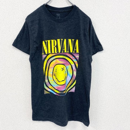 古着 used　半袖音楽プリントTシャツ　ニルヴァーナ　グランジ　バンド　ダークグレー　レトロデザイン　クルーネック　Lサイズ