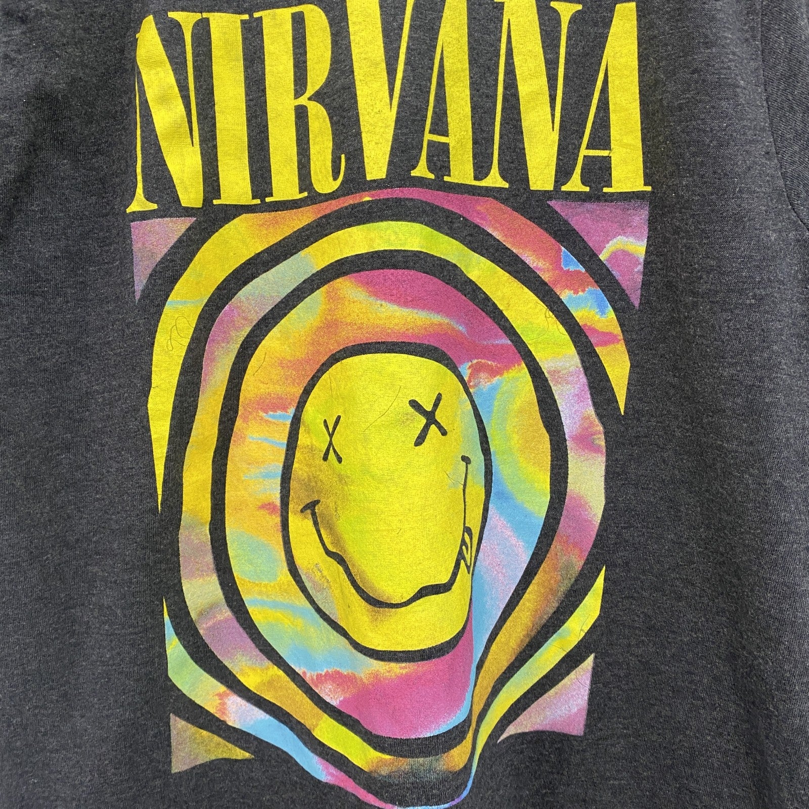 古着 used　半袖音楽プリントTシャツ　ニルヴァーナ　グランジ　バンド　ダークグレー　レトロデザイン　クルーネック　Lサイズ