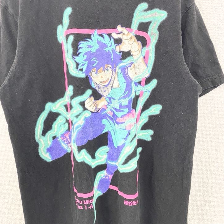 古着 used　MY HERO ACADEMIA　僕のヒーローアカデミア　緑谷出久　半袖アニメキャラプリントTシャツ　黒　Sサイズ