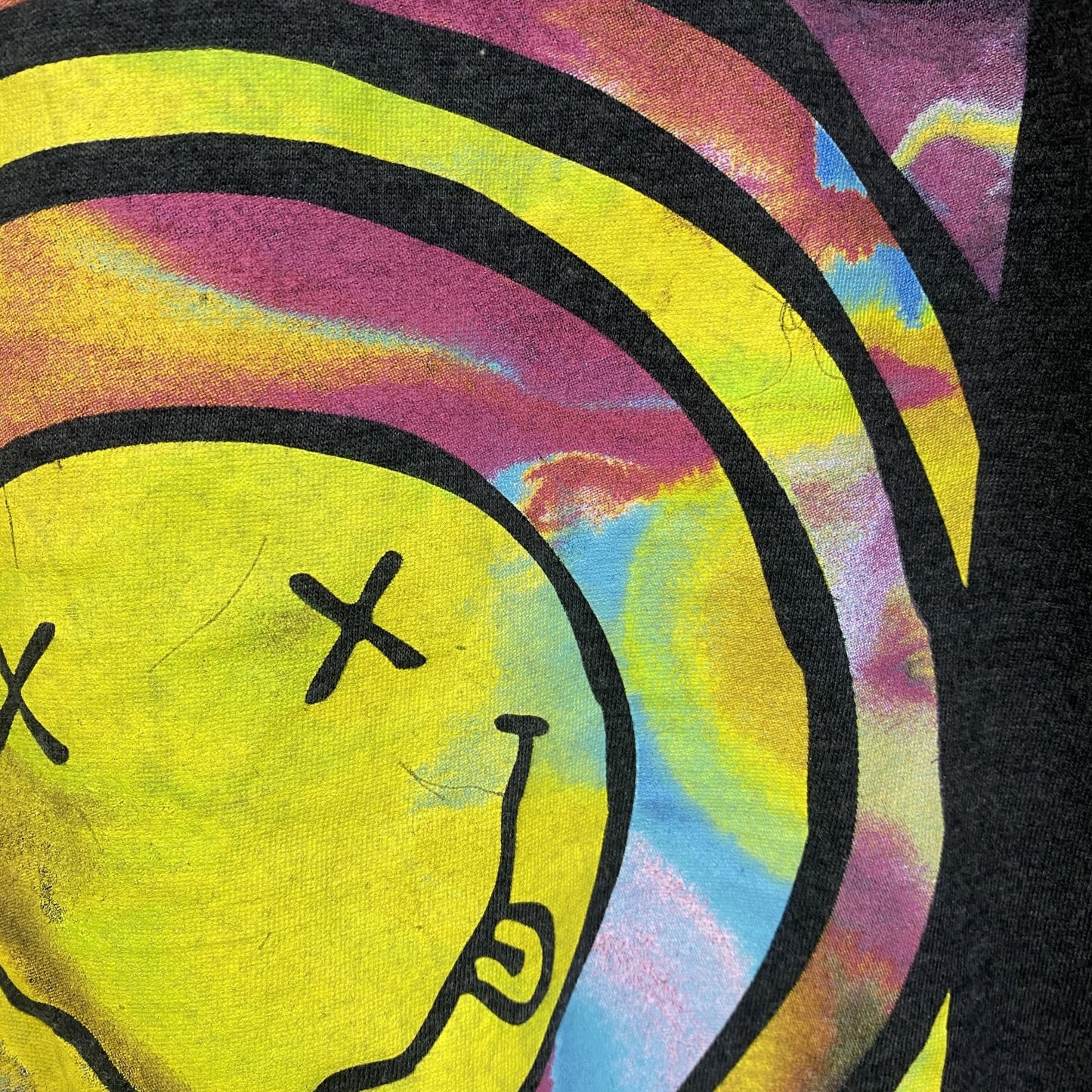 古着 used　半袖音楽プリントTシャツ　ニルヴァーナ　グランジ　バンド　ダークグレー　レトロデザイン　クルーネック　Lサイズ
