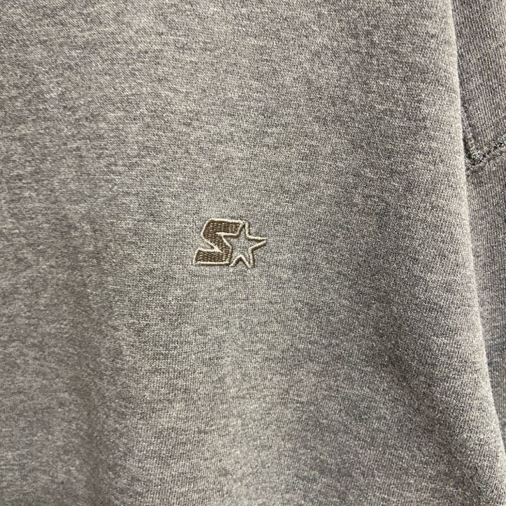 古着 used　STARTER スターター　長袖ワンポイント刺繍スウェット　トレーナー　ノームコア　クルーネック　グレー　Lサイズ
