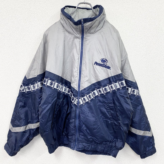 ～00s　ナイロンジャケット　PENN STATE　ヴィンテージ　バイカラー　ネイビー　シルバー　Lサイズ