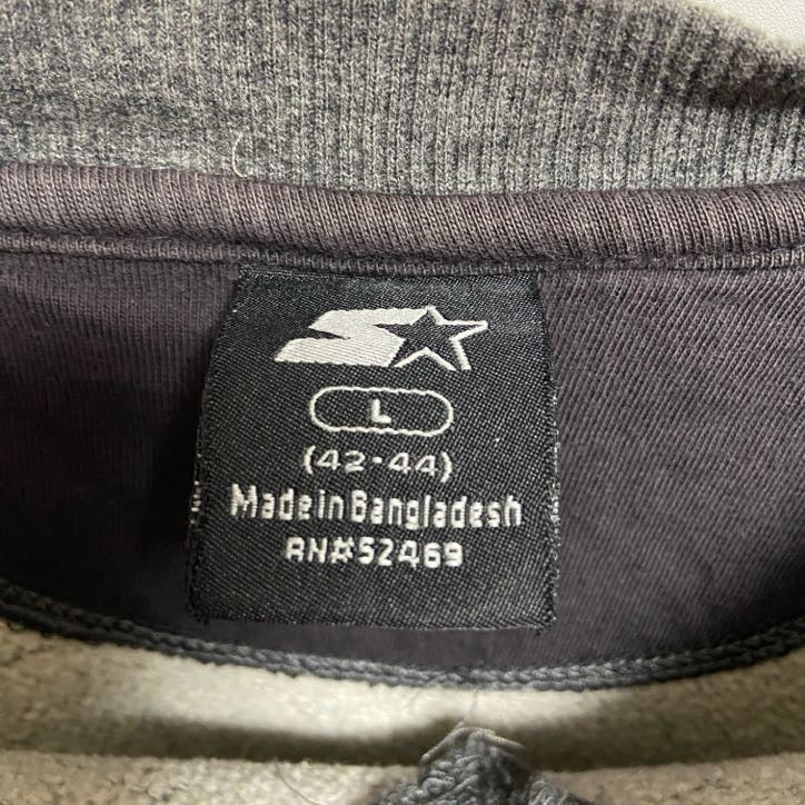 古着 used　STARTER スターター　長袖ワンポイント刺繍スウェット　トレーナー　ノームコア　クルーネック　グレー　Lサイズ