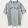 古着 used　半袖プリントTシャツ　チャンピオン　カレッジ　灰色　ライトグレー　レトロデザイン　クルーネック　XLサイズ