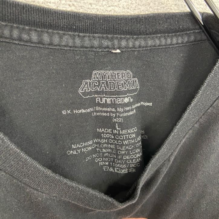 古着 used　半袖アニメプリントTシャツ　僕のヒーローアカデミア　黒　ブラック　コットン100％　クルーネック　Lサイズ