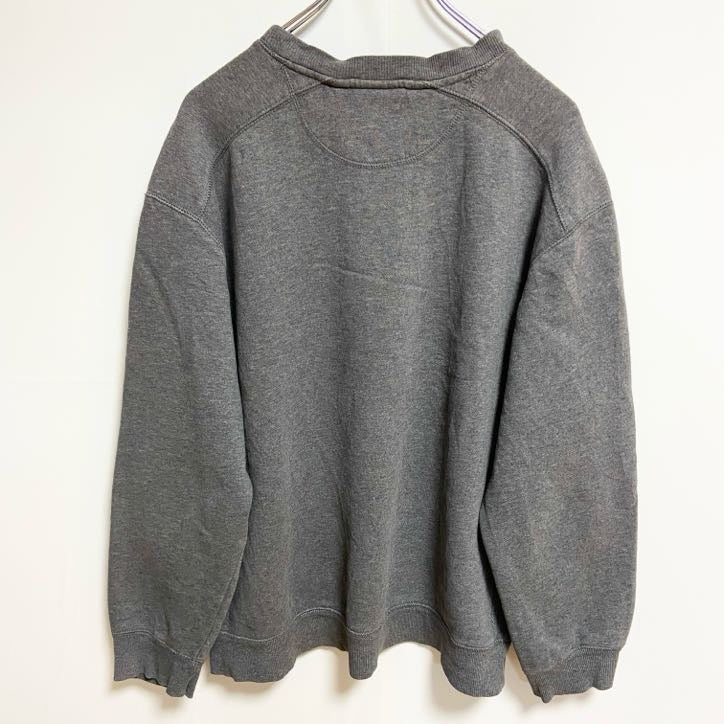 古着 used　STARTER スターター　長袖ワンポイント刺繍スウェット　トレーナー　ノームコア　クルーネック　グレー　Lサイズ