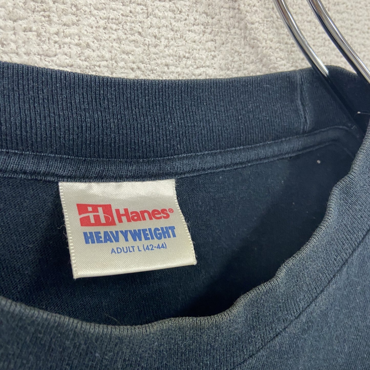 Hanes　ヘインズ　半袖プリントTシャツ　シングルステッチ　黒　ブラック　Lサイズ