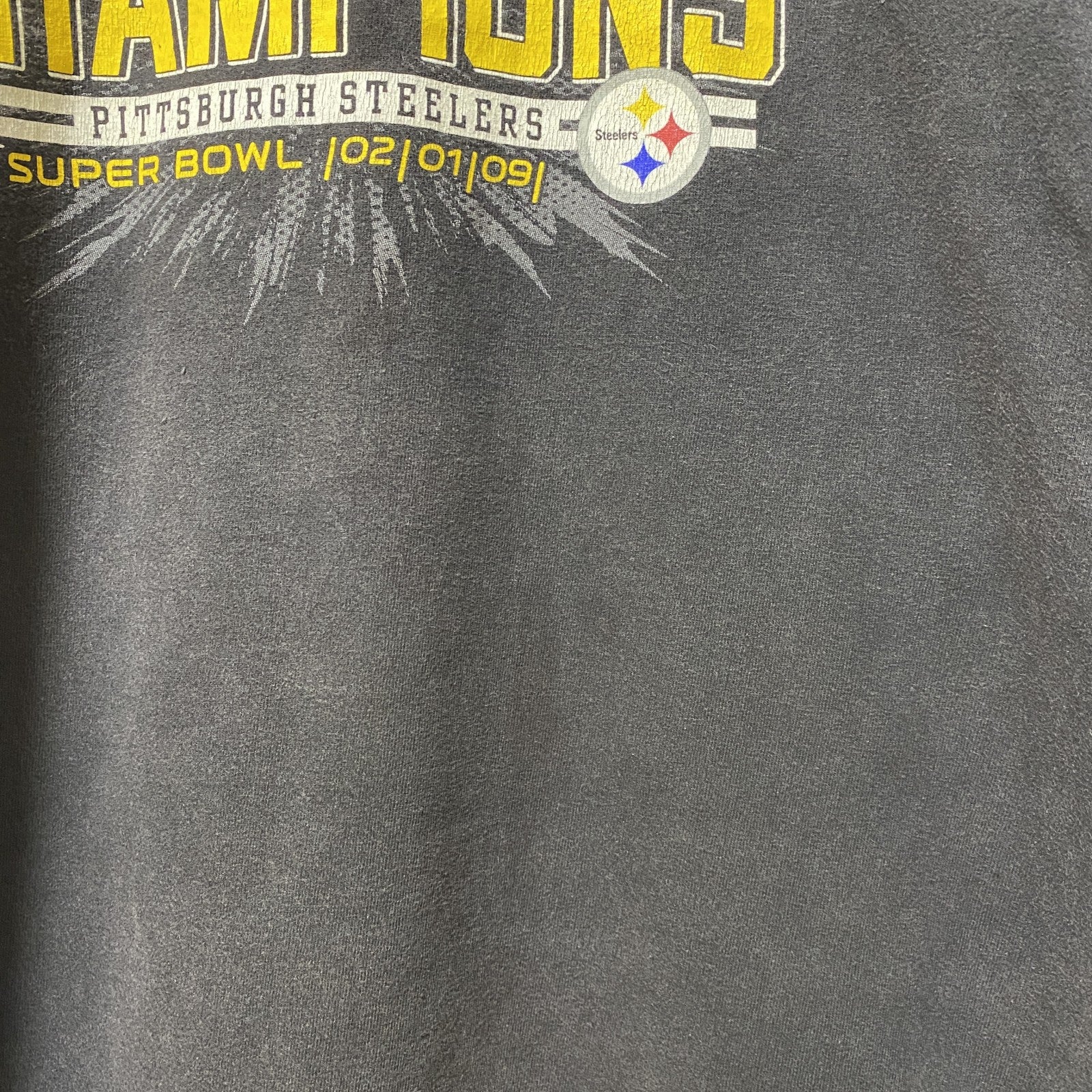 古着 used　半袖クルーネックプリントTシャツ　スーパーボウル　スポーツ　黒　ブラック　春夏服　ビッグシルエット　XLサイズ