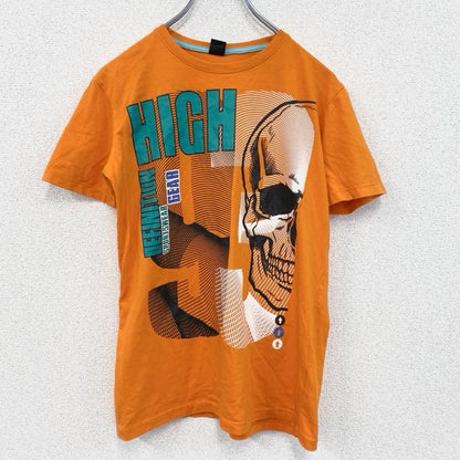 古着 used　半袖プリントTシャツ　Y.F.K　ワイエフケークロージング　ドクロ　橙色　オレンジ　レトロデザイン　クルーネック