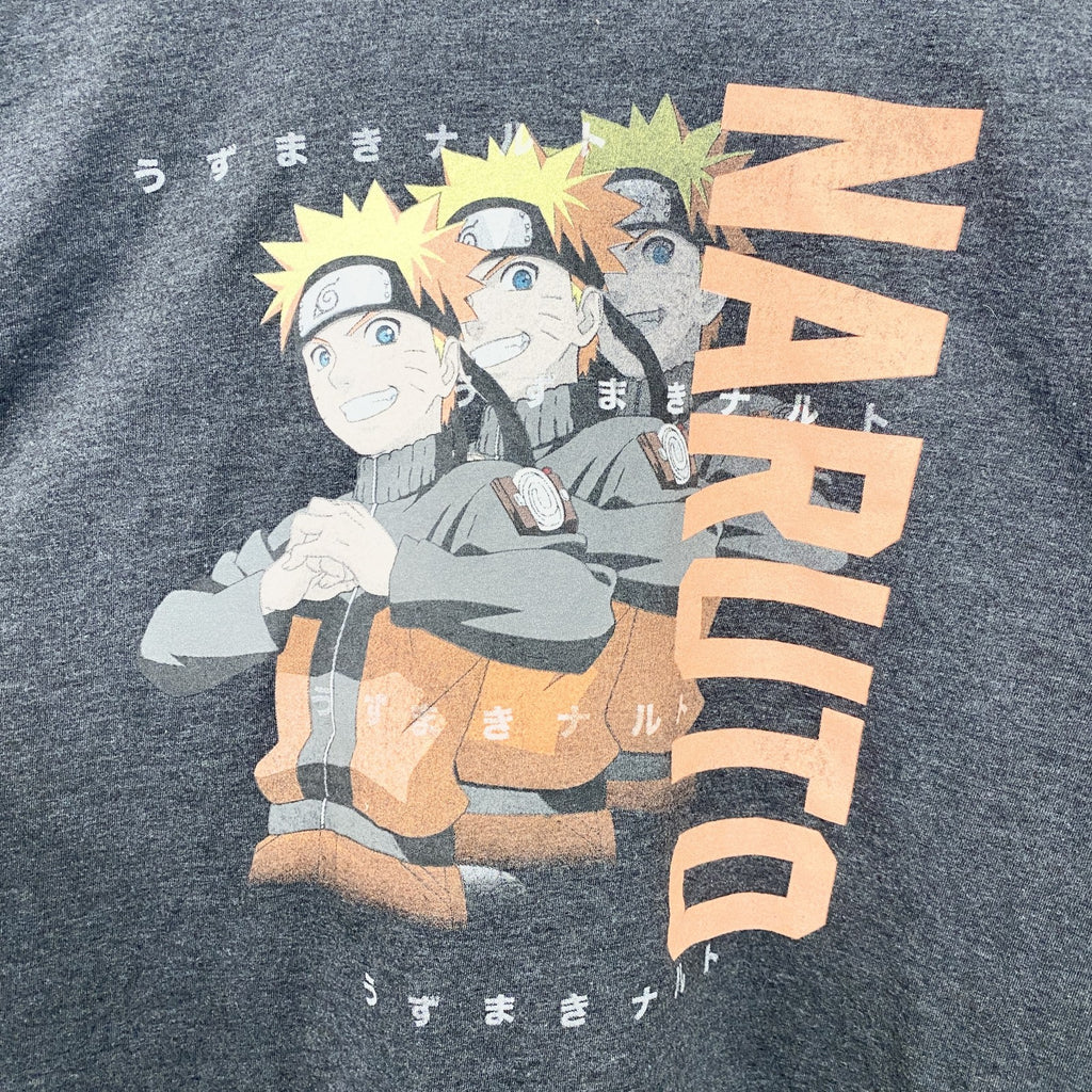 古着 used　NARUTO　うずまきナルト疾風伝　メキシコ製　半袖アニメキャラクタープリントTシャツ　グレー　Lサイズ