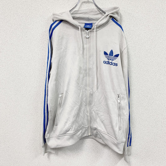 adidas　アディダス　トラックジャケット/ジャージパーカー　デカロゴ　白　ホワイト　Lサイズ