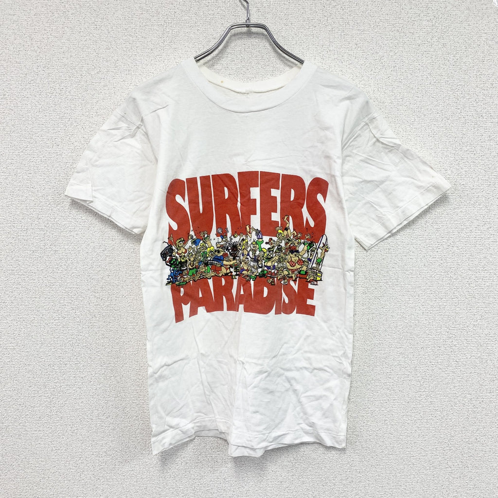 ～90s　半袖プリントTシャツ　シングルステッチ　サーファーズパラダイス　ヴィンテージ　白　ホワイト　