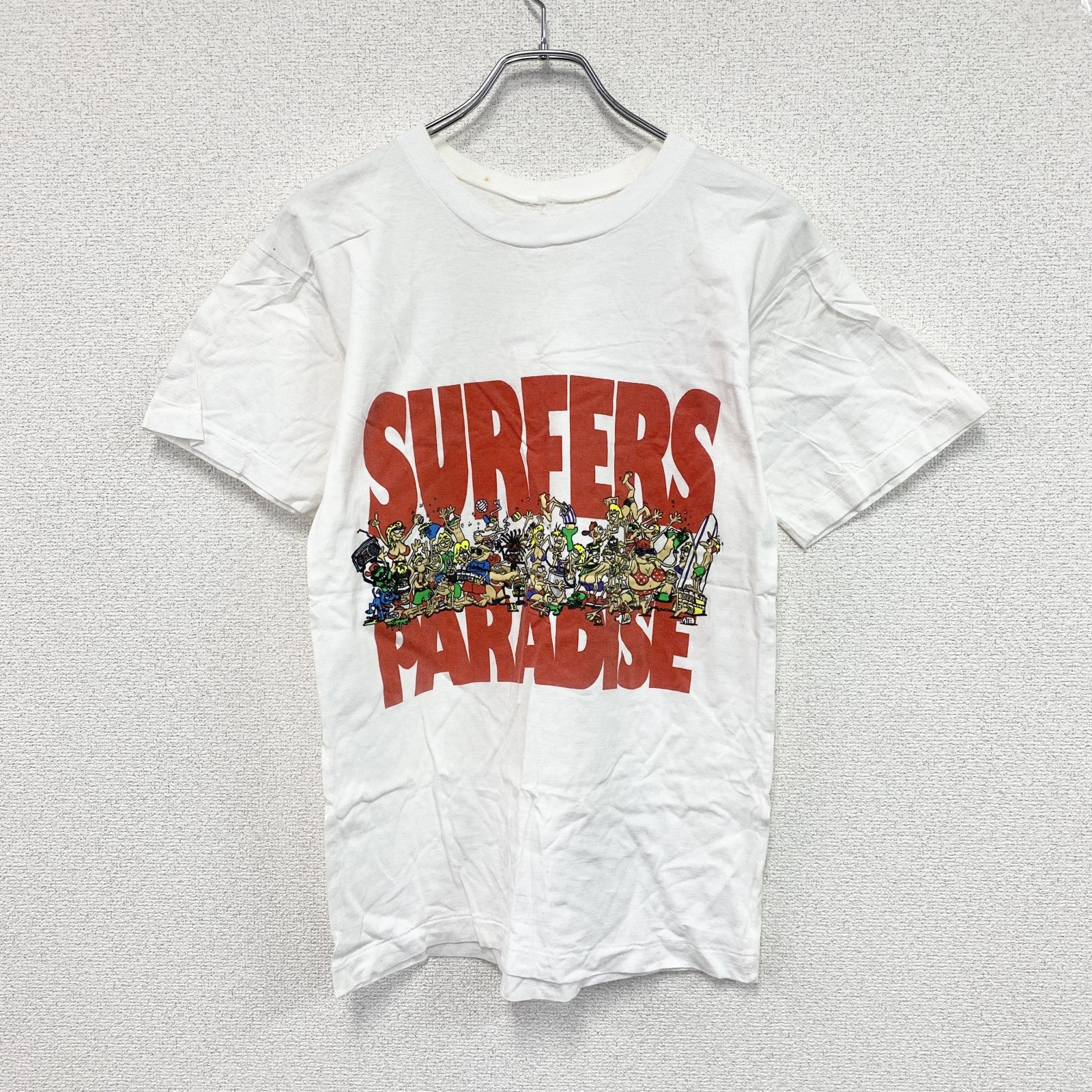 ～90s　半袖プリントTシャツ　シングルステッチ　サーファーズパラダイス　ヴィンテージ　白　ホワイト　