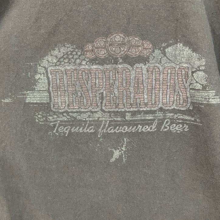 古着 used　半袖プリントTシャツ　DESPERADOS　黒　ブラック　クルーネック　レトロデザイン　Lサイズ