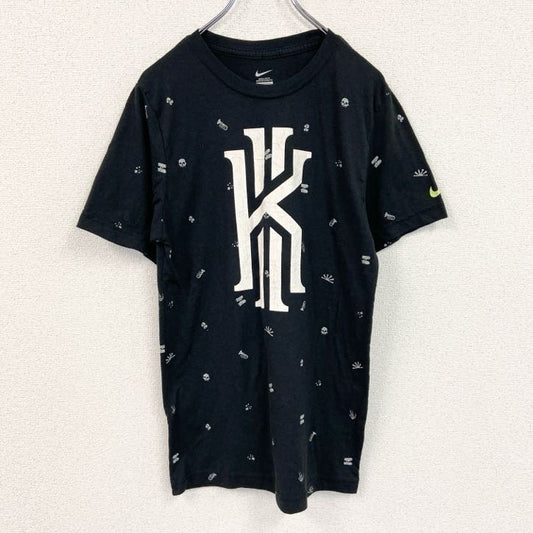 古着 used　NIKE　ナイキ　半袖プリントTシャツ　総柄　黒　ブラック　クルーネック　レトロデザイン　Sサイズ