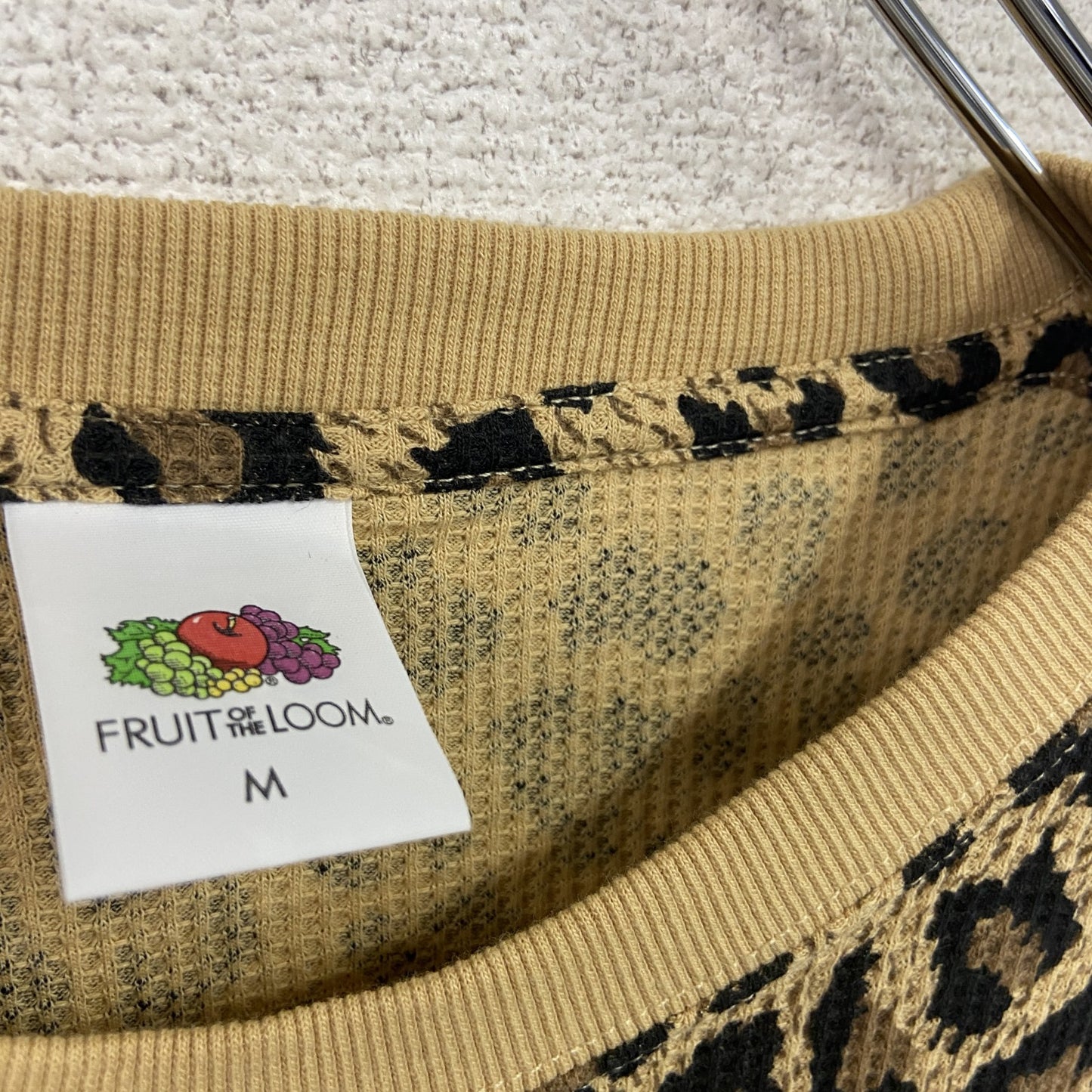 FRUIT OF THE LOOM　フルーツオブザルーム　半袖Tシャツ　レオパード　ヒョウ柄　からし色　Mサイズ