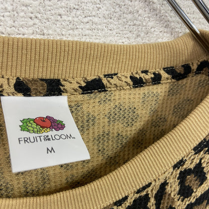 FRUIT OF THE LOOM　フルーツオブザルーム　半袖Tシャツ　レオパード　ヒョウ柄　からし色　Mサイズ