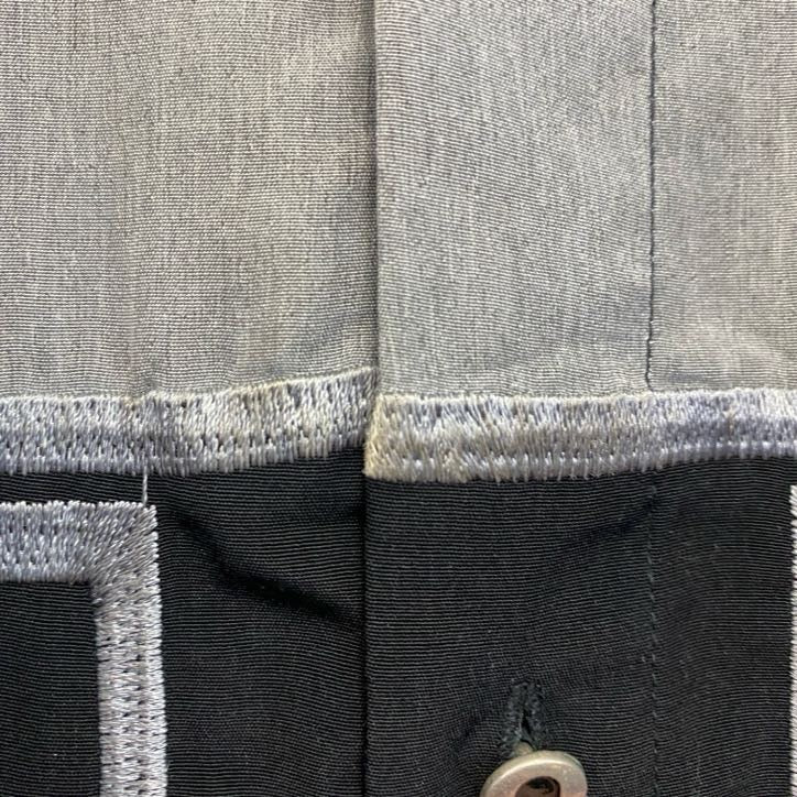 L&G　MEDITE RRANEAN　長袖刺繍デザインシャツ　モノトーン　総柄　黒　ブラック　灰色　グレー　Lサイズ