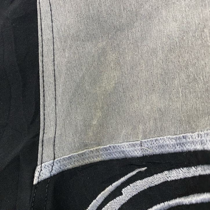 L&G　MEDITE RRANEAN　長袖刺繍デザインシャツ　モノトーン　総柄　黒　ブラック　灰色　グレー　Lサイズ