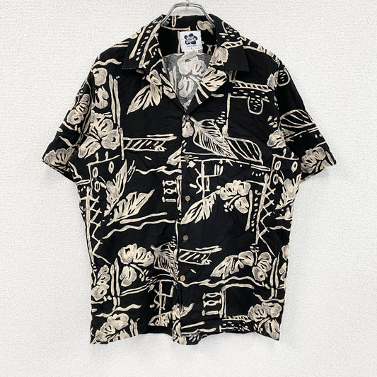 ～90s　Hilo Hattie　ヒロハッティ　半袖シャツ　アロハシャツ　開襟シャツ　黒　ブラック　Lサイズ