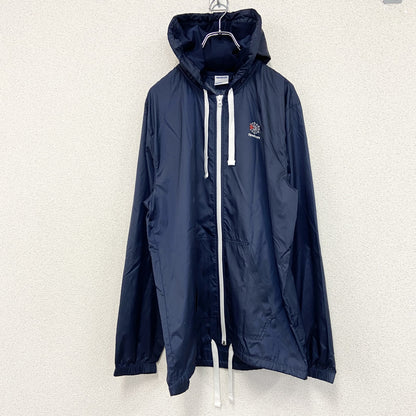 Reebok　リーボック　ウインドブレーカー　フルジップジャケット　デカロゴ　紺　ネイビー　Oサイズ