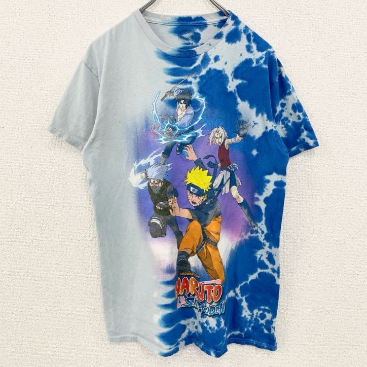 古着 used　NARUTO　うずまきナルト疾風伝　半袖アニメキャラクタープリントTシャツ　青　ブルー　Mサイズ