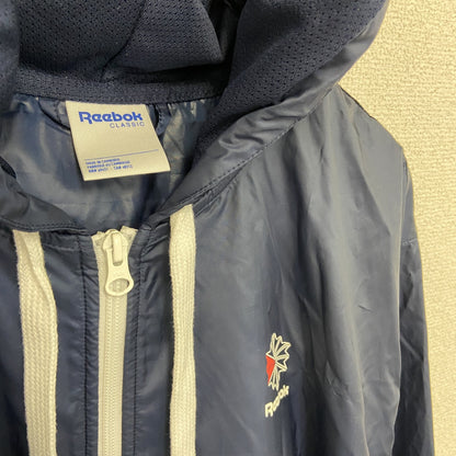 Reebok　リーボック　ウインドブレーカー　フルジップジャケット　デカロゴ　紺　ネイビー　Oサイズ