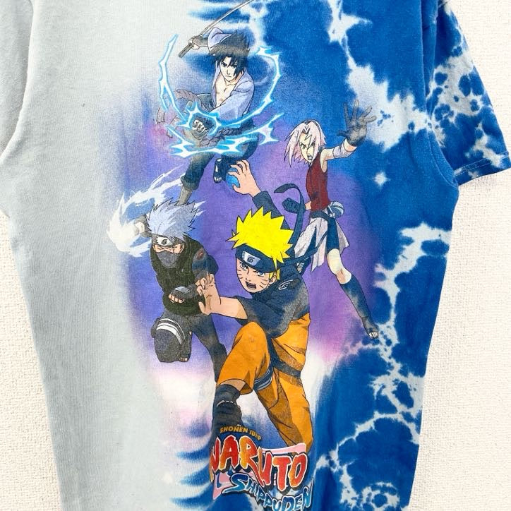 古着 used　NARUTO　うずまきナルト疾風伝　半袖アニメキャラクタープリントTシャツ　青　ブルー　Mサイズ