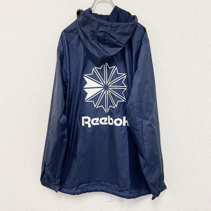Reebok　リーボック　ウインドブレーカー　フルジップジャケット　デカロゴ　紺　ネイビー　Oサイズ