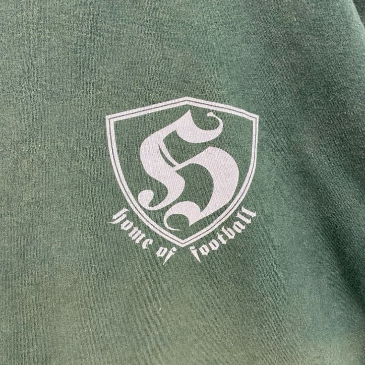 古着 used　半袖プリントTシャツ　フーリガン　緑　グリーン　コットン100％　クルーネック　レトロデザイン　Mサイズ