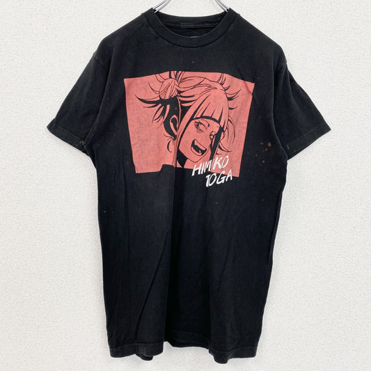 古着 used　僕のヒーローアカデミア　半袖オリジナルアニメプリントTシャツ　クルーネック　トガヒミコ　黒　ブラック　Mサイズ