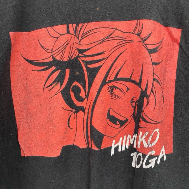 古着 used　僕のヒーローアカデミア　半袖オリジナルアニメプリントTシャツ　クルーネック　トガヒミコ　黒　ブラック　Mサイズ