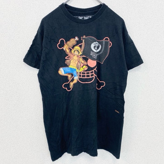 古着 used　ONE PIECE　ワンピース　ルフィ　半袖公式アニメプリントTシャツ　キャラクター　黒　ブラック　Mサイズ