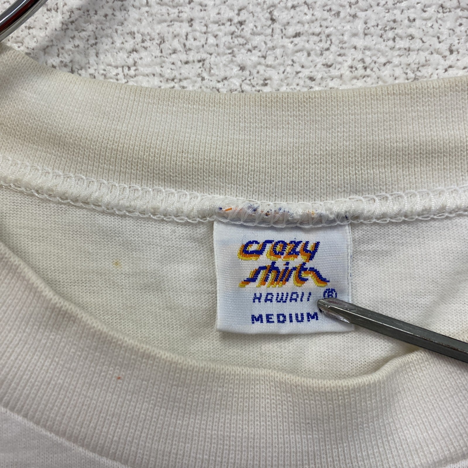 ～90s　crazy shirt　クレイジーシャツ　半袖プリントスーベニアTシャツ　シングルステッチ　白　ホワイト　Mサイズ
