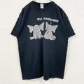 古着 used　GILDAN　ギルダン　半袖アニマルプリントTシャツ　クルーネック　レトロデザイン　ゾウ　黒　ブラック　Lサイズ