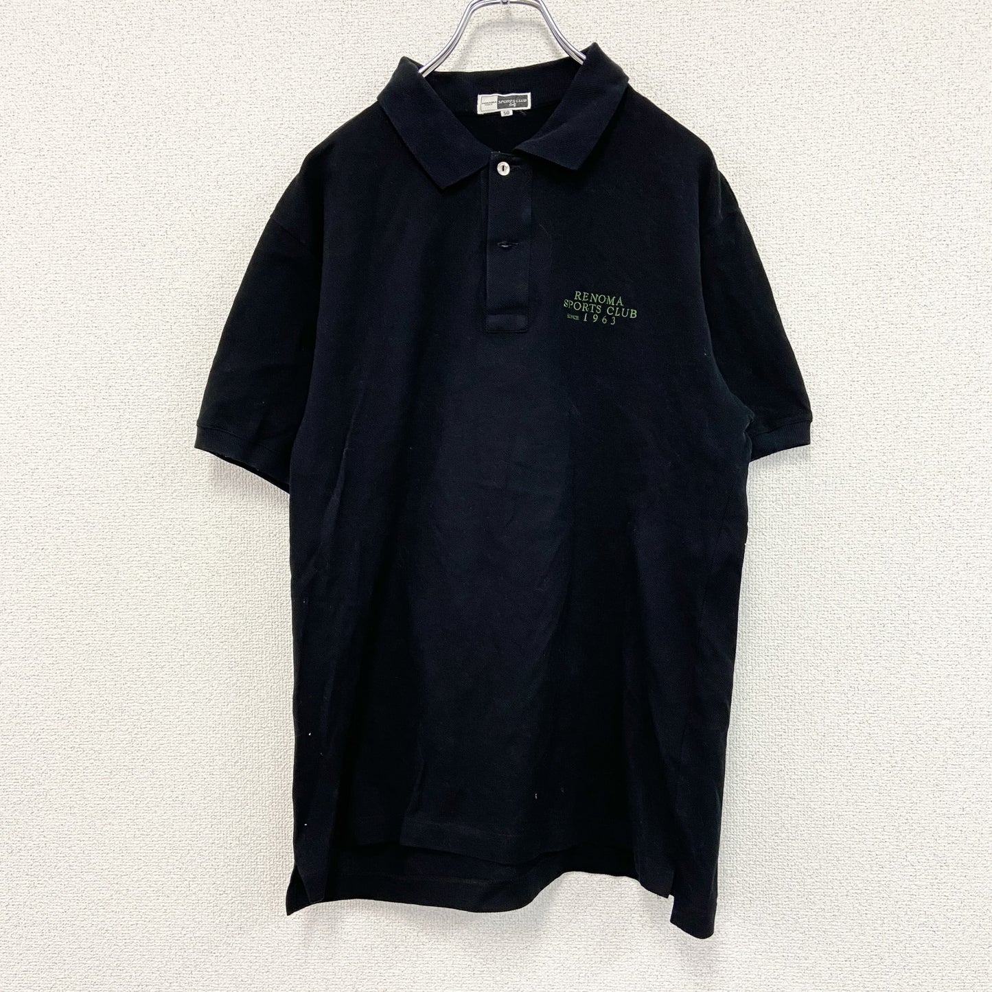 renoma PARIS　レノマパリ　SPORT CLUB　半袖ポロシャツ　刺繡ロゴ　黒　ブラック　50サイズ