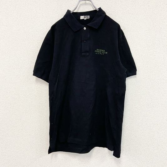 renoma PARIS　レノマパリ　SPORT CLUB　半袖ポロシャツ　刺繡ロゴ　黒　ブラック　50サイズ