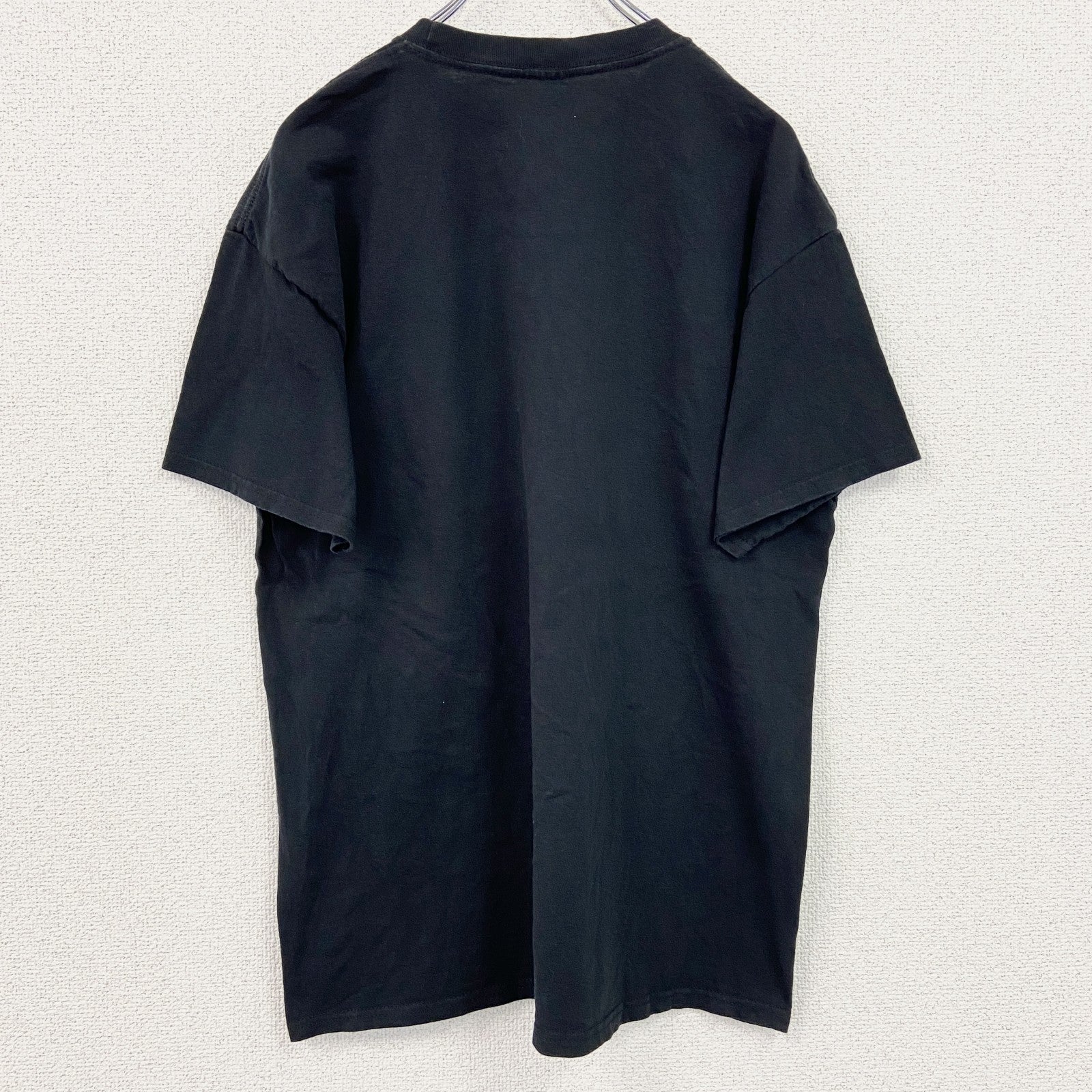 古着 used　GILDAN　ギルダン　半袖アニマルプリントTシャツ　クルーネック　レトロデザイン　ゾウ　黒　ブラック　Lサイズ