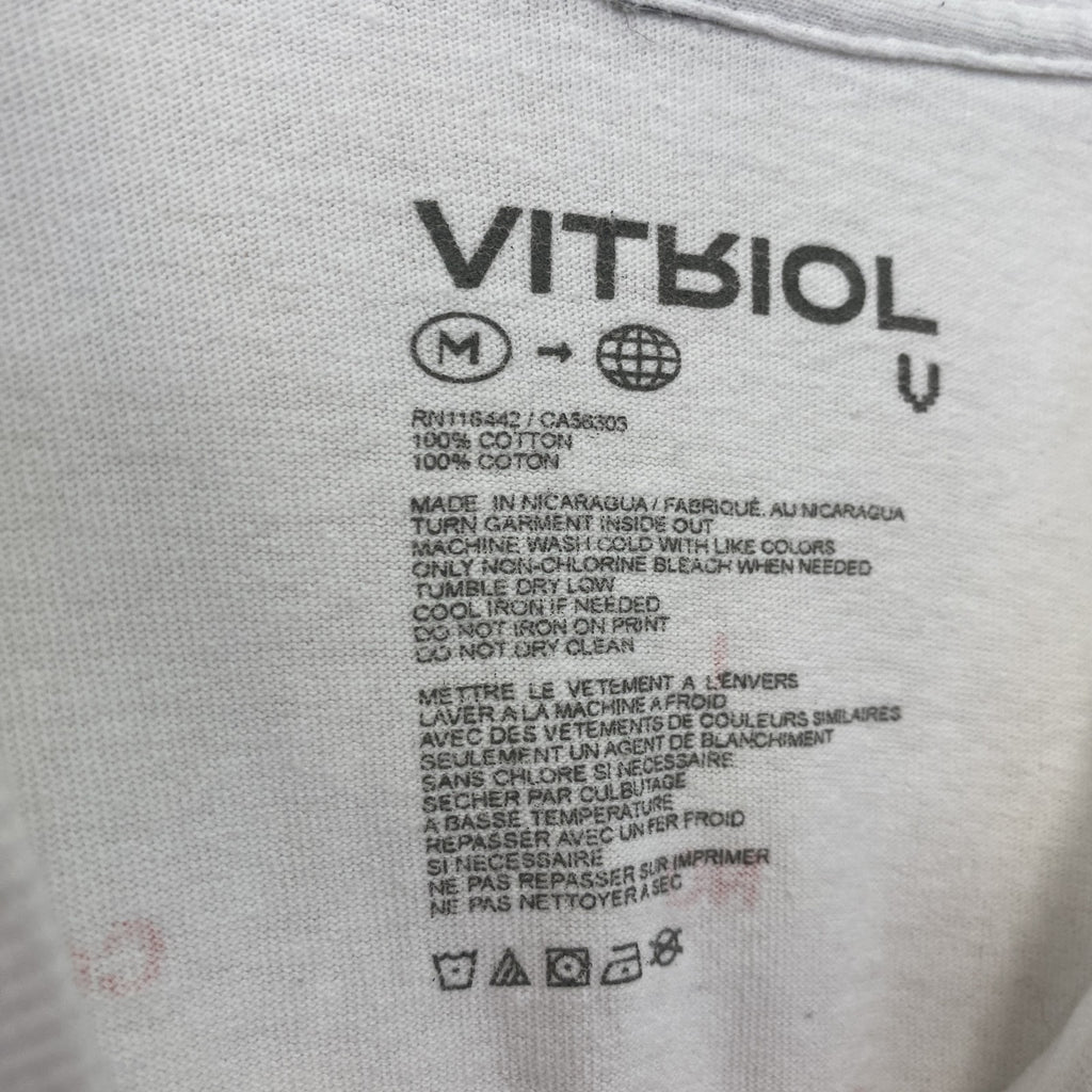 古着 used　VITRIOL　長袖ビッグプリントTシャツ　クルーネックロンT　Destiny　ヒューマン　白　ホワイト　Mサイズ