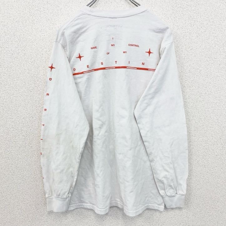 古着 used　VITRIOL　長袖ビッグプリントTシャツ　クルーネックロンT　Destiny　ヒューマン　白　ホワイト　Mサイズ