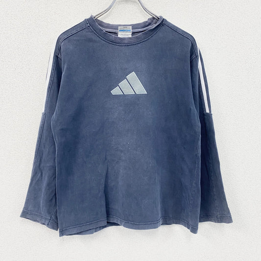00s　adidas　アディダス　スウェット/トレーナー　フェード　パフォーマンスロゴ　デカロゴ　紺　ネイビー　Lサイズ
