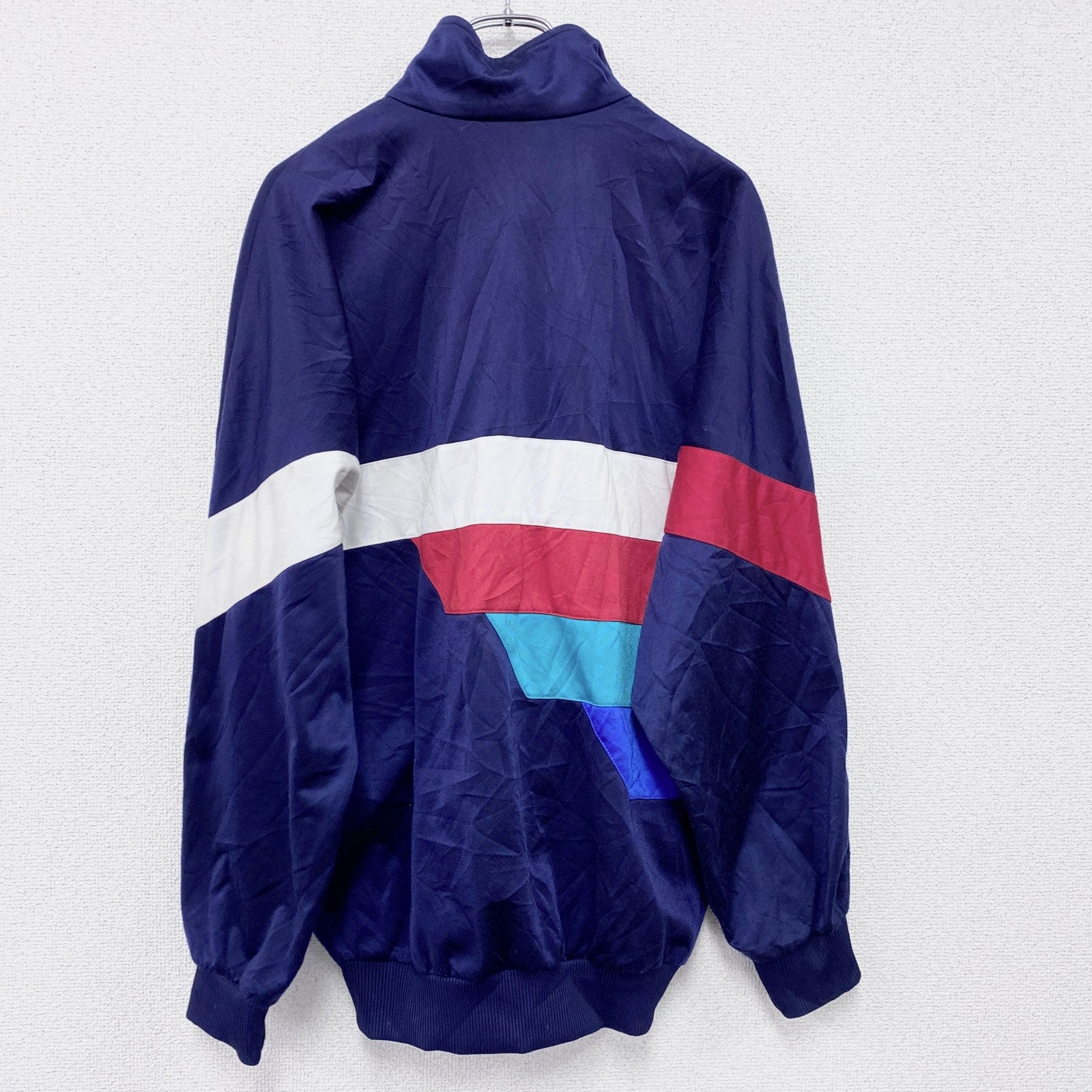 ～90s　adidas　アディダス　トラックジャケット/ジャージ　ヴィンテージ　マルチカラー　紺　ネイビー　Mサイズ