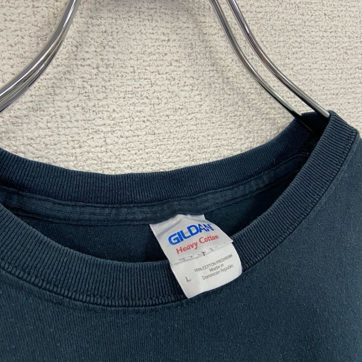 古着 used　GILDAN　ギルダン　半袖プリントTシャツ　ジャマイカ　クルーネック　レトロデザイン　黒　ブラック　Lサイズ