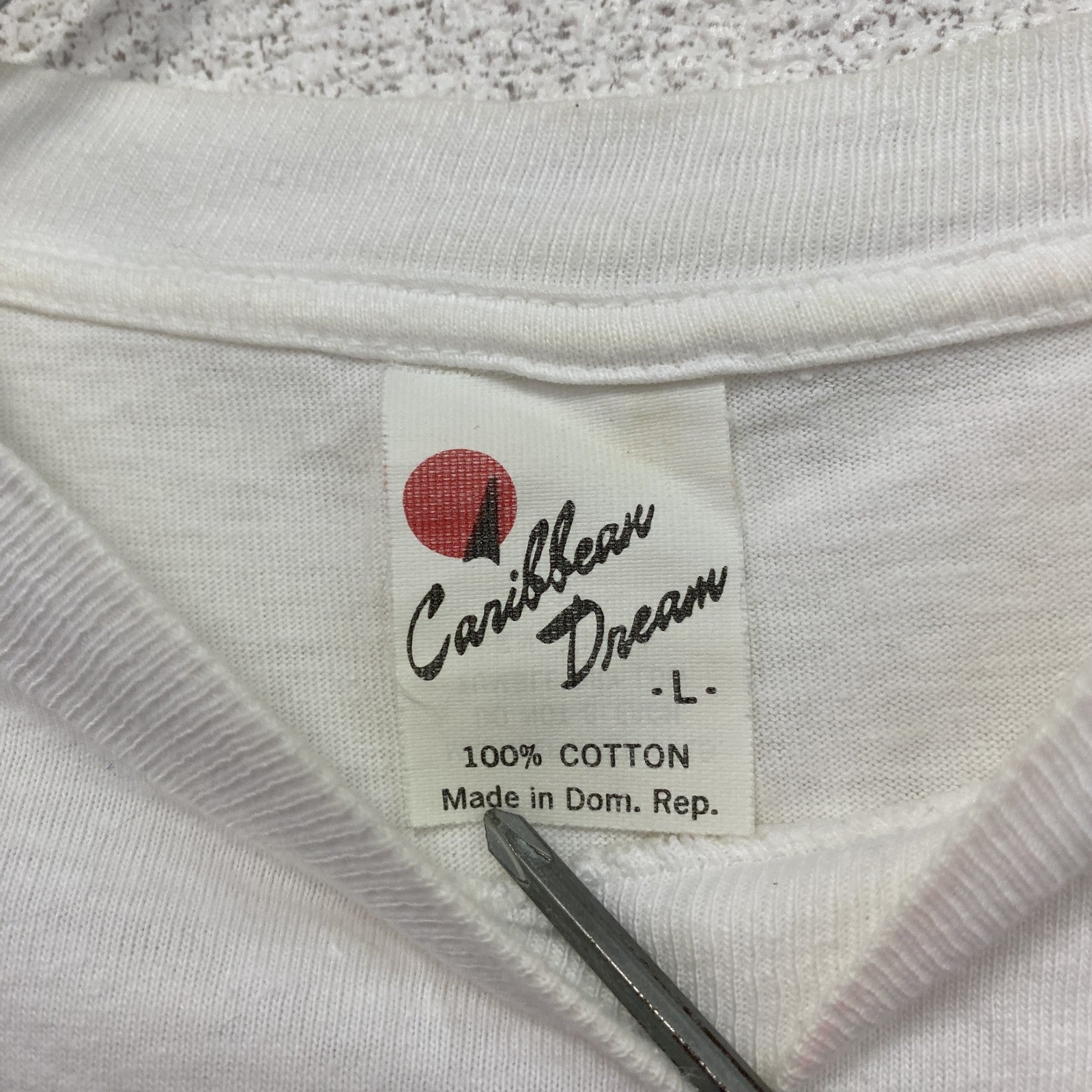 ～90s　Caribbean Dream　半袖プリントスーベニアTシャツ　シングルステッチ　ヴィンテージ　白　ホワイト　Lサイズ