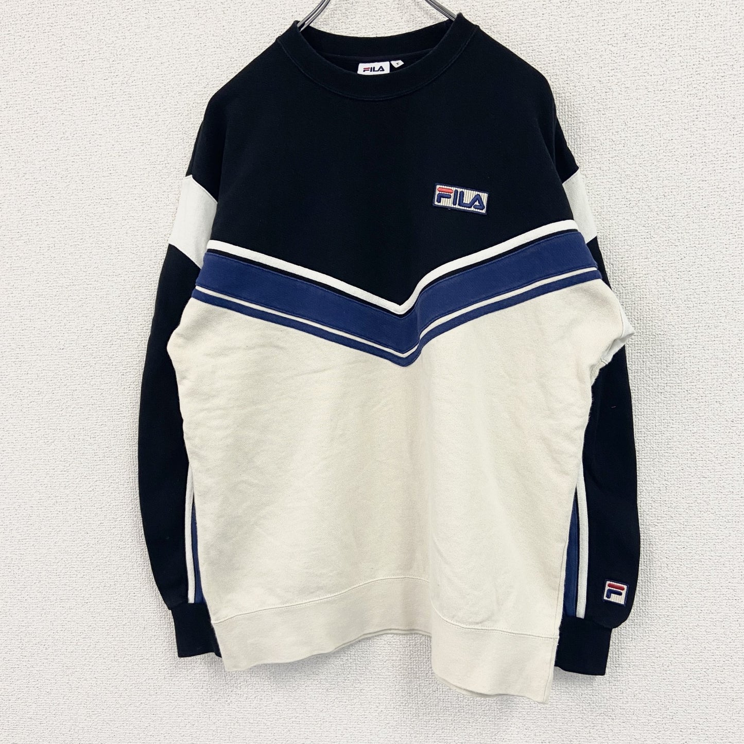 FILA　フィラ　スウェット/トレーナー　バイカラー　白　ホワイト　黒　ブラック　Fサイズ