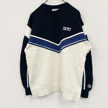 FILA　フィラ　スウェット/トレーナー　バイカラー　白　ホワイト　黒　ブラック　Fサイズ