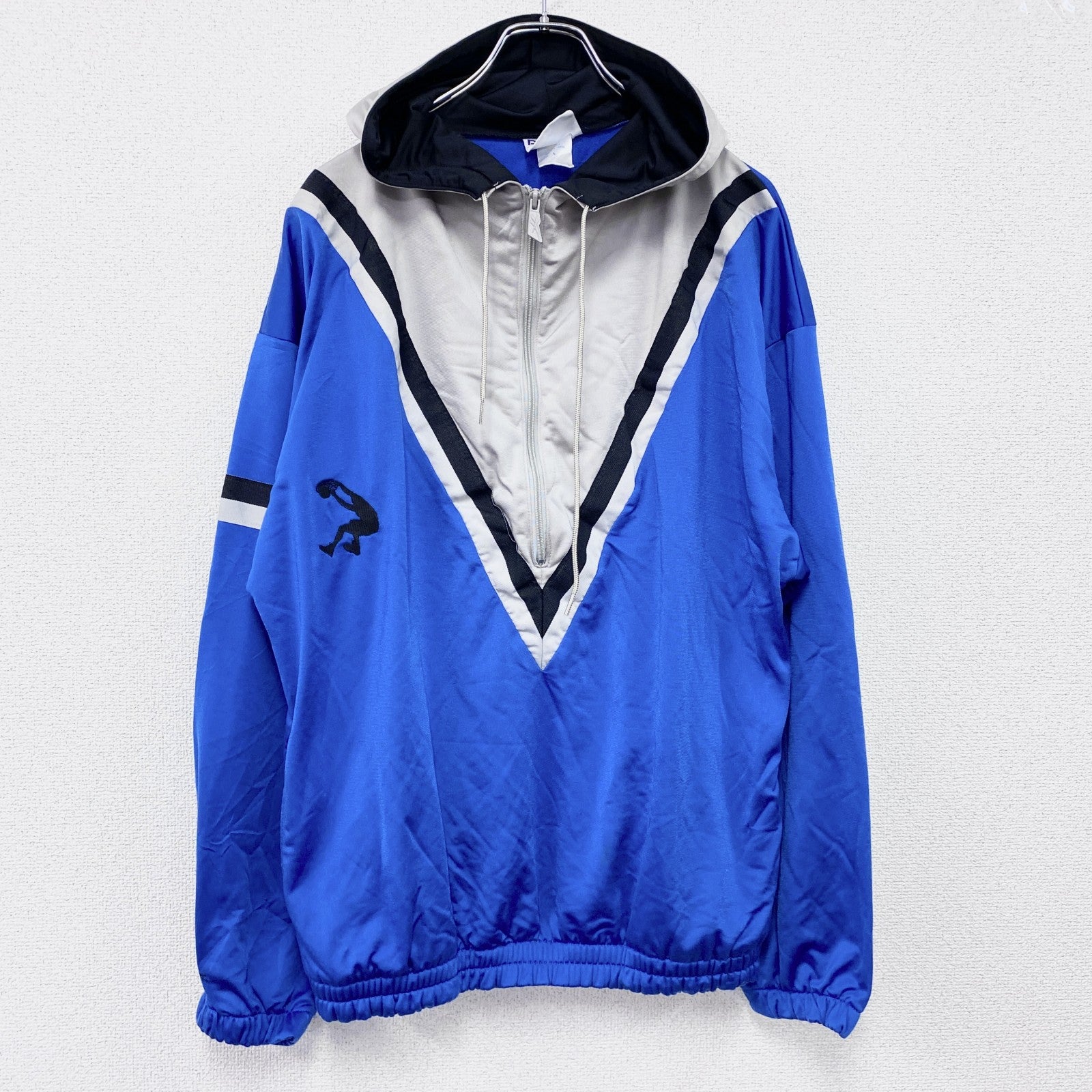 ～90s　Reebok　リーボック　ハーフジップトラックジャケット/ジャージパーカー　ヴィンテージ　青　ブルー　Lサイズ