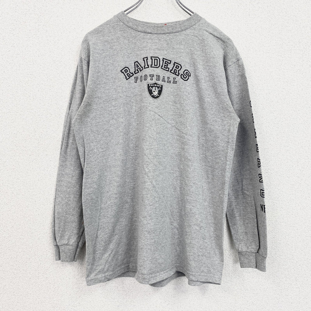 古着 used　NFL　長袖プリントTシャツ　クルーネック　レトロデザイン　スポーツ　フットボール　灰　グレー　XLサイズ