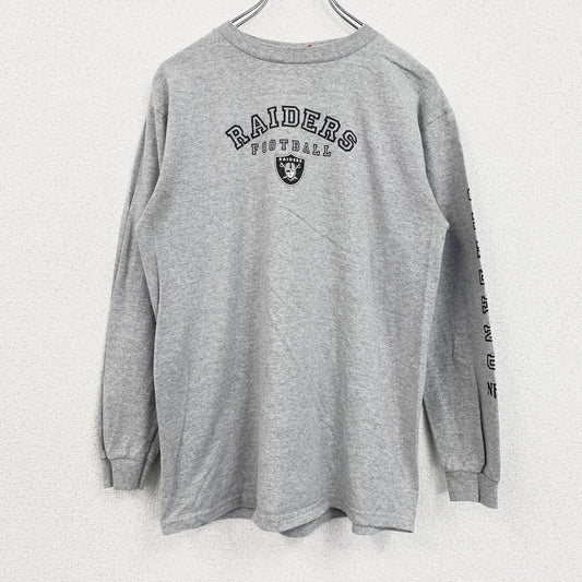 古着 used　NFL　長袖プリントTシャツ　クルーネック　レトロデザイン　スポーツ　フットボール　灰　グレー　XLサイズ